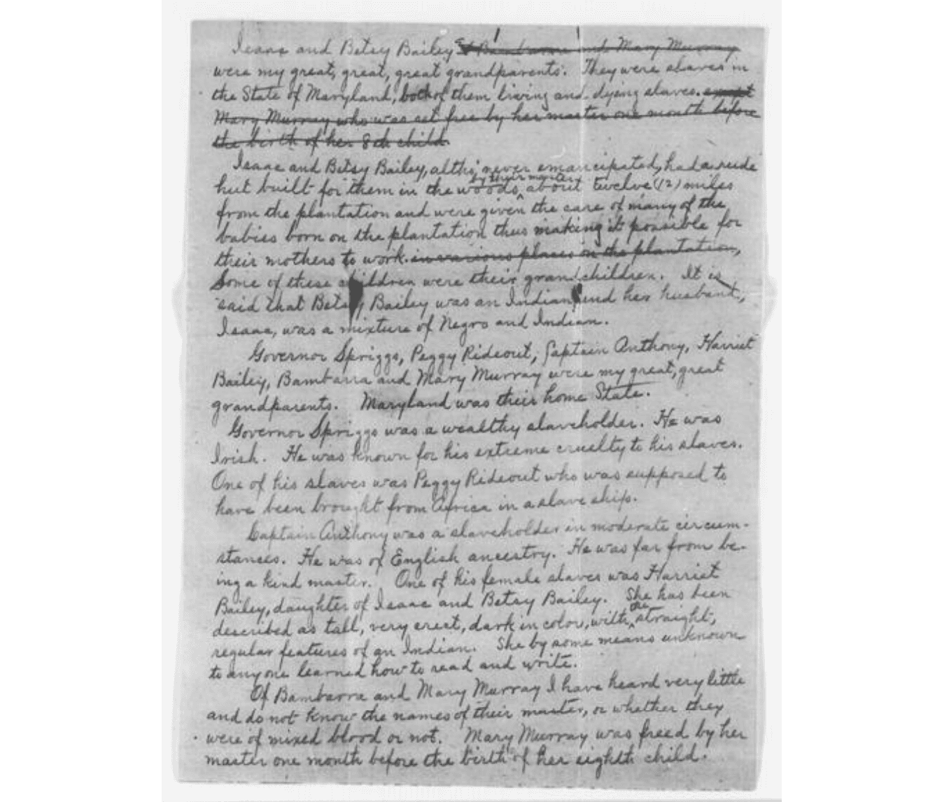 A page of handwritten nineteenth-century genealogical notes.