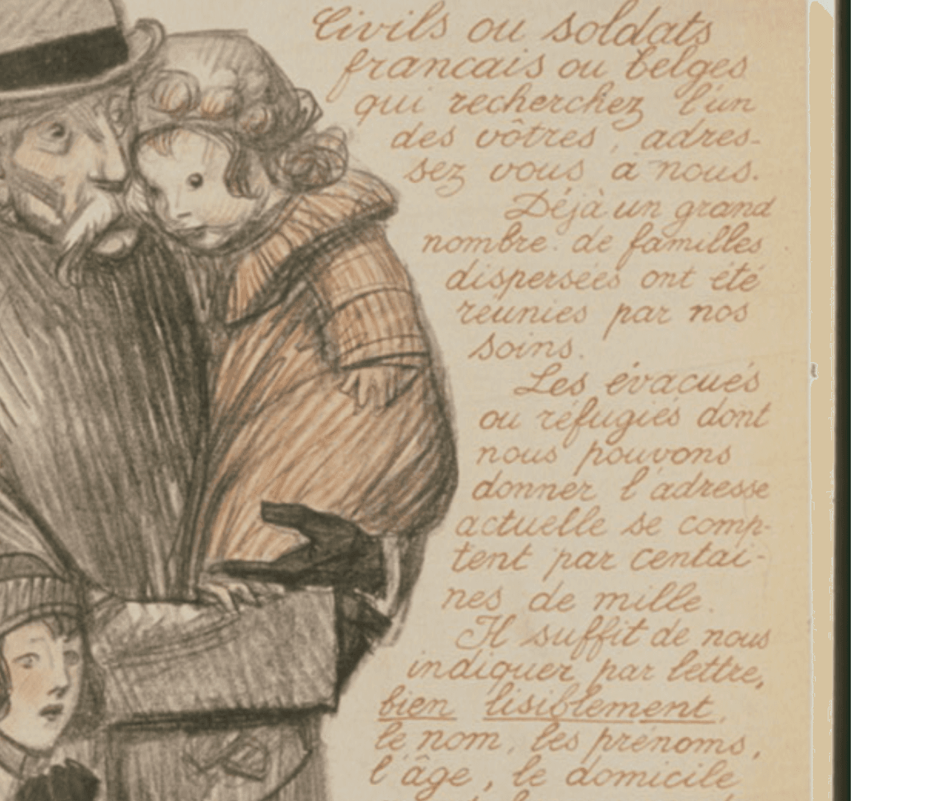 An illustrated early-twentieth-century card used to search for missing persons.